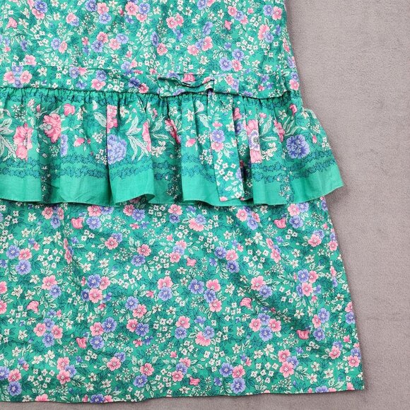 Vtg Jane Schaffhausen Belle France Drop Waist Green Floral Dress Womens Size 12 - Picture 6 of 9